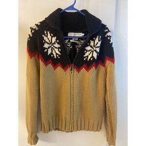 TH Tommy Hilfiger Jeans Hand Knit Chunky Y2K Cowl neck sweater Small snowflakes